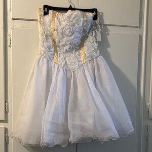 Charming White and Yellow Kids Formal Dress